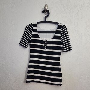 Classic Black and White Striped Women's Top